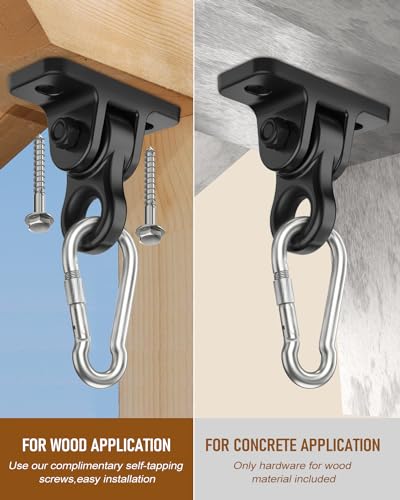 8 Pack Heavy Duty Porch Swing Hangers Kit - Black Swing Hardware Hooks