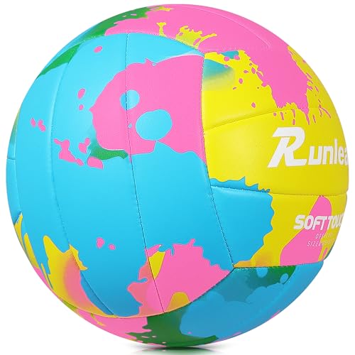 Beach Volleyball Official Size 5 Soft PU Ball - Waterproof Indoor/Outdoor (Pink/Yellow) - Runleaps