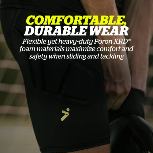 Storelli BodyShield Goalkeeper Sliders 2.0 Adult Medium Black Padded Soccer Shorts with Cup Pocket
