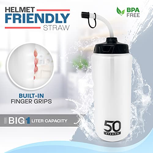 50 Strong Hockey & Lacrosse Water Bottles - 1 Liter, 18-Pack