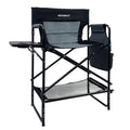 WKFAMOUT 27-Inch Tall Oversized Folding Camping Chair with Side Table, Heavy Duty Support 330LBS, Black/Grey, Seat Height 27"