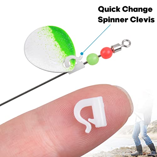 200pcs Black and White Fishing Spinner Clevis Quick Change Snaps for Walleye & Rig