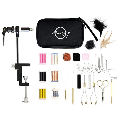 Ninnifly Fly Tying Kit with Vise for Beginners - Over 100 Tools & Travel Case