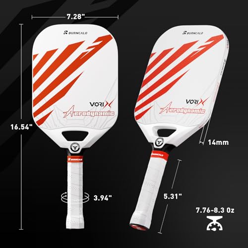 BURNCALO T700 Carbon Fiber Pickleball Paddle - Lightweight 7.8oz, High Spin & Power, 14mm Thermoformed Honeycomb Core, Edgeless Design for Intermediate Players