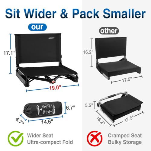 HUTMANG Wide 2-Pack Swivel Stadium Seats with Back & Cushion, Adjustable Tension