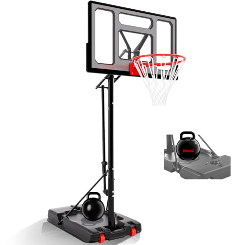 40-Inch Adjustable Basketball Hoop with Impact Backboard, Portable & Height-Adjustable