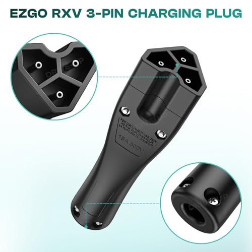 Golf Cart 48V Charger Plug Handle - EZGO RXV OEM Replacement, 3-Pin Triangle Connector - Charger Plug Variation