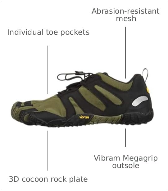 Vibram Men's FiveFingers V-Trail 2.0 Off-Road Trail Running Shoes - Ivy/Black 10.5-11