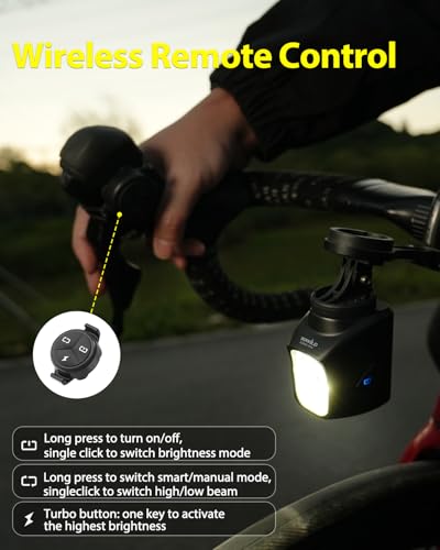 Bike Headlight 1700LM Dual Beam Waterproof for Night Cycling - Black