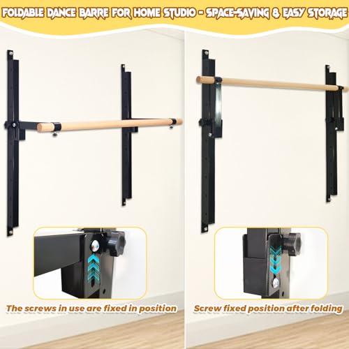 Black 60-inch Wall Mount Ballet Barre, Height Adjustable for Home Studio