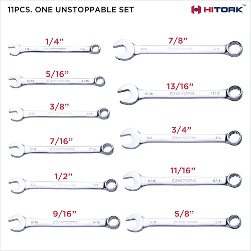 11-Piece SAE Wrench Set with Roll Pouch - Drop Forged Cr-V Steel, Chrome Finish