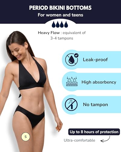 Heavy Flow Period Swimwear for Teens & Women Small Black - Water-Resistant Swimsuit