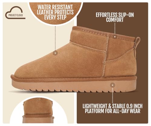 Project Cloud Chestnut Leather Fur-Lined Ankle Boots Women 7.5