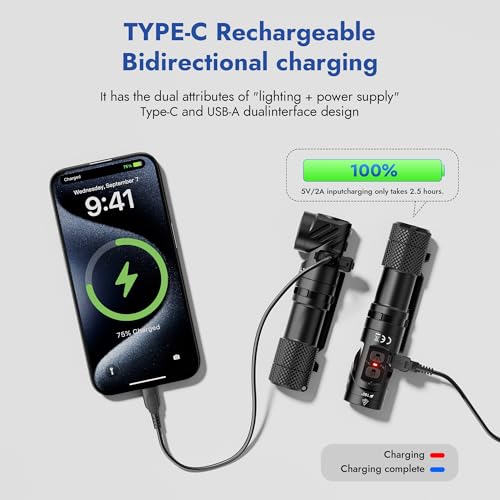 WUBEN L1-P9 Rechargeable Dual-Head 2000 Lumens Flashlight with Magnetic Base