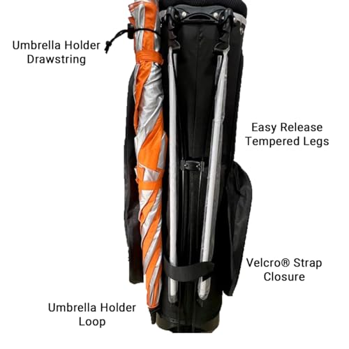 Powerbilt TPS Dunes 14-Way Golf Stand Bag - Black/White Nylon, Lightweight & Spacious