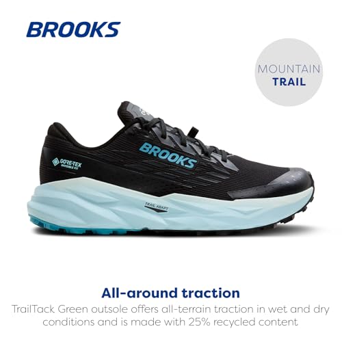 Waterproof Mountain Trail Running Shoes for Women - Black, Blue Flower, Cascadia 19 GTX