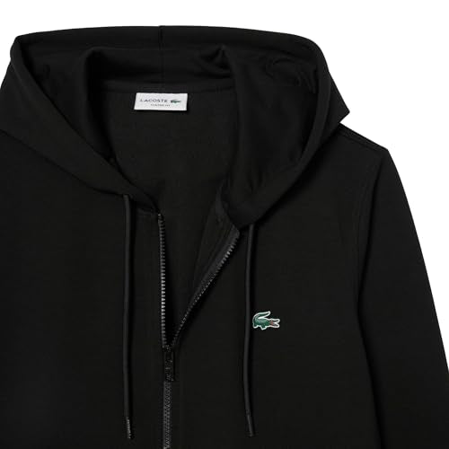 Lacoste Men's Double Face Jersey Zipped Hoodie Large Black - Modern Tonal Finish
