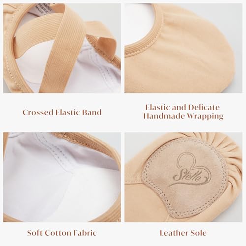 Stelle Women’s Stretch Canvas Ballet Shoes with Sand Color - Dance Slippers
