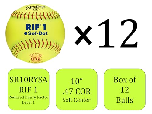 Youth Softballs 10 Inch Pack of 12 - Soft-Dot ASA Fastpitch Softballs for Training and Play