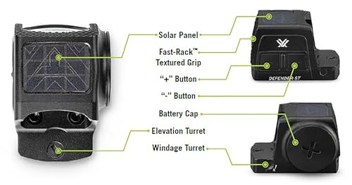 Vortex Defender-ST Enclosed Solar Micro Red Dot Sight Multi-Reticle for Rifles & Pistols