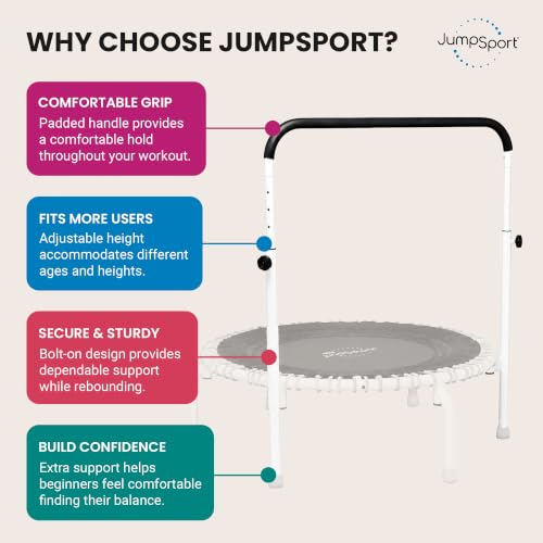 White Adjustable Handle Bar for 39-Inch JumpSport Arched Leg Fitness Trampolines
