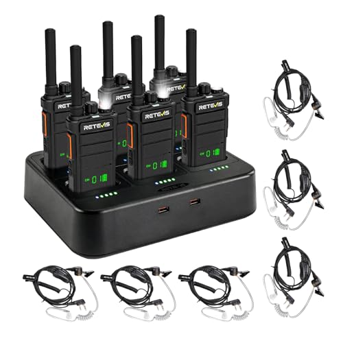 Retevis RB26H GMRS Long Range Walkie Talkies with Earpiece & 6-Way Charger