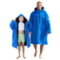 Owntop Kids & Adult Waterproof Sherpa Lined Surf Poncho - Oversized Hood & Velcro Patch - XX-Small Blue