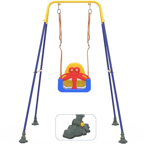 Toddler Swing 3-in-1 Baby Swing Set with Anti-Slip Feet & Safety Belt - Blue-Red