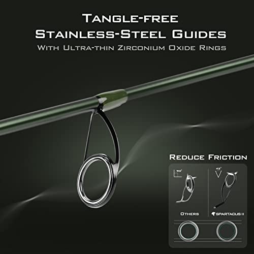 KastKing Spartacus II Twin-Tip Spinning & Casting Fishing Rods - 6'2" ML Fast 2-Piece, Extra Tip Included