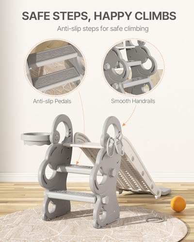 Babytronic Gray & White Toddler Slide Indoor Outdoor Playset for Ages 1-3
