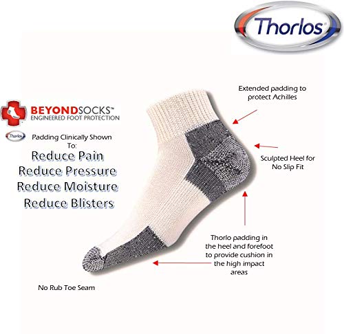 Thorlos Running Mini Crew Socks - Large White/Grey 3 Pair Pack
