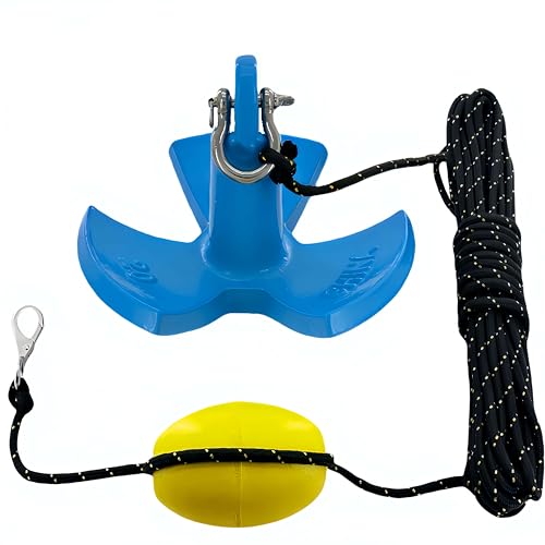 20 lb Blue Marine River Anchor Kit with 50ft Rope for Kayaks, Canoes & Small Boats