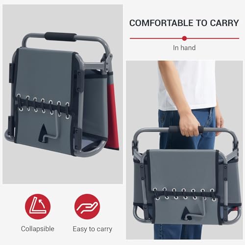 Grey Folding Stadium Seats with Back Support & Cushions - 2 Pack for Sports Events