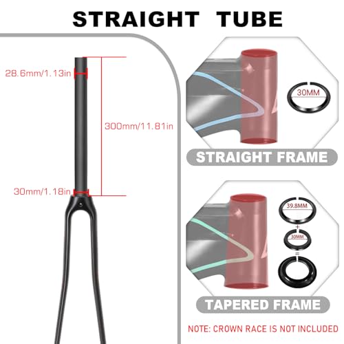 Matte Carbon Fiber Road Bike Fork 700C 28.6mm Rigid Lightweight Bicycle Front Fork
