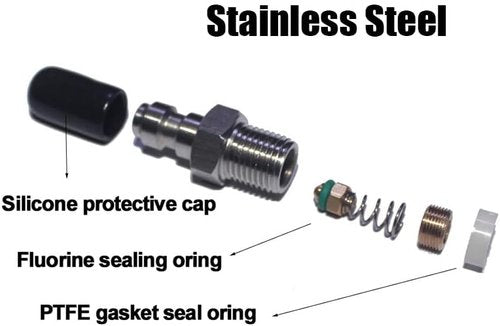 Foster 8mm Quick Disconnect Valve - Stainless Steel Male Fill Nipple for Paintball & Airsoft