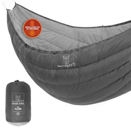 Grey Insulated Hammock Underquilt for Camping - Ultralight Water-Resistant