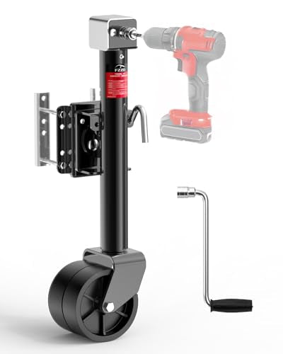 FZZD 2000lbs Trailer Jack with Dual Wheel - Black Heavy-Duty Lift