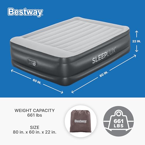 SLEEPLUX Queen Inflatable Air Mattress with Built-in Pump, Pillow & USB Charger, 22 Inch Tall