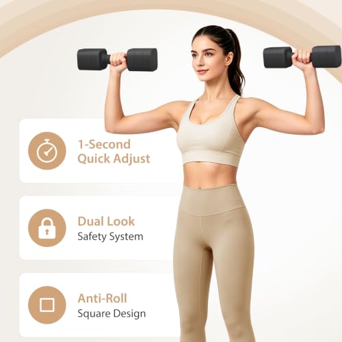 Black 20LB Adjustable Dumbbell Set of 2 for Home Gym Workout - Space Saving