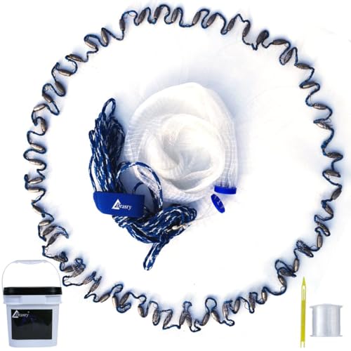 10ft Drasry Saltwater Cast Net with Lead Sinkers for Bait Fishing - 3/8 Mesh