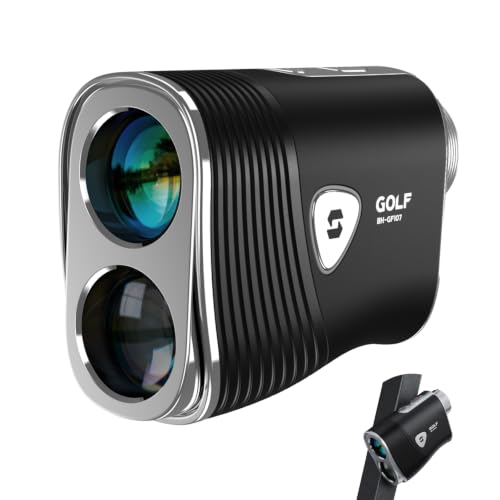 Golf Range Finder with Slope, 1200 Yards, Pin Lock Vibration, Rechargeable Battery - Black & Silver