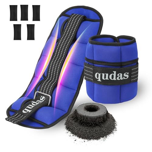 Blue Adjustable Ankle Weights Set - Removable Sandbags for Fitness & Walking