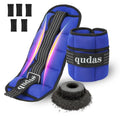 Blue Adjustable Ankle Weights Set - Removable Sandbags for Fitness & Walking