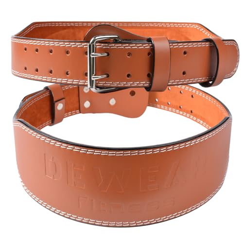 Adjustable Leather Weight Lifting Belt for Deadlift 4 Inch Brown 37-40"