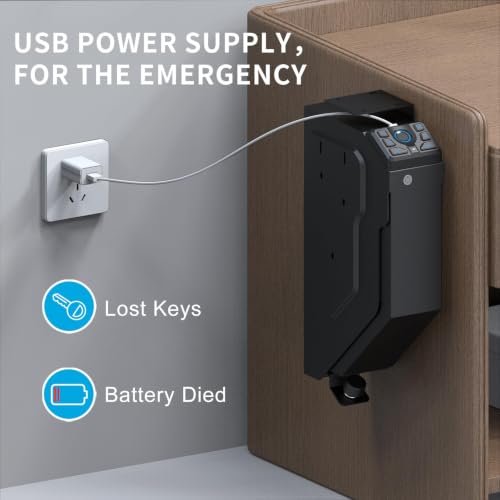 VERPROOF PS0230-BLACK Biometric Gun Safe for Handgun, Fingerprint & Key, Black