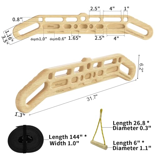Portable Wooden Hangboard Set for Climbing & Finger Strength Training - Indoor & Outdoor Use
