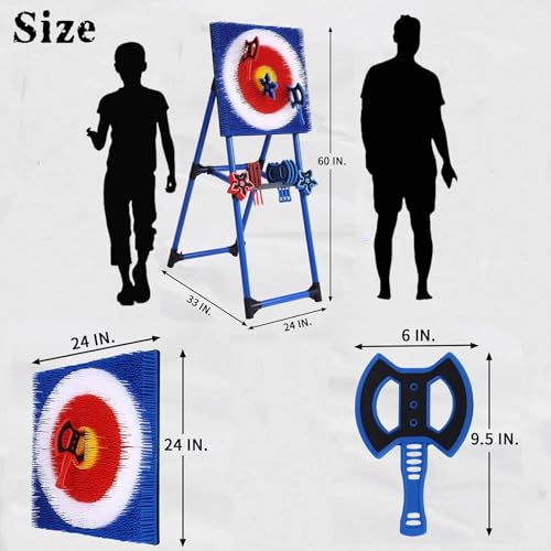 Stiatu Axe Throwing Game Set with 16 Axes & Stars for Backyard Outdoor Fun