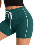 Aoysky Women's Biker Shorts with Stripe - 5 Inch Athletic Leggings, Medium, Green
