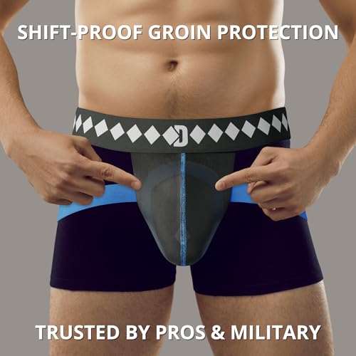Diamond MMA Four-Strap Jock Supporter with Built-In Athletic Cup Pocket - Medium Black