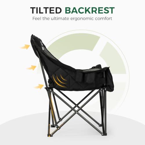 Black 2 Pack Oversized Camping Chairs Support 450 lbs - Twin Pack